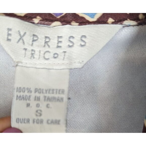 EXPRESS 90S VINTAGE VTG COLLARED MINI DRESS 70s Brown Retro S Y2K - Picture 7 of 9